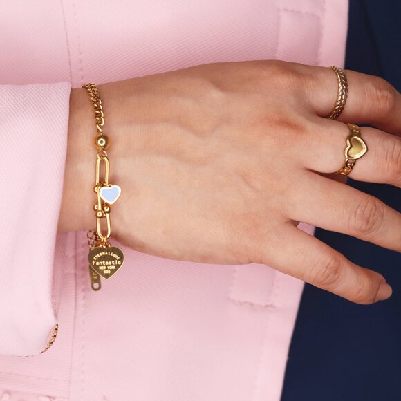 Stylish Blue Heart Stainless Steel Bracelet – Unique Fashion Accessory - Picture 5 of 5